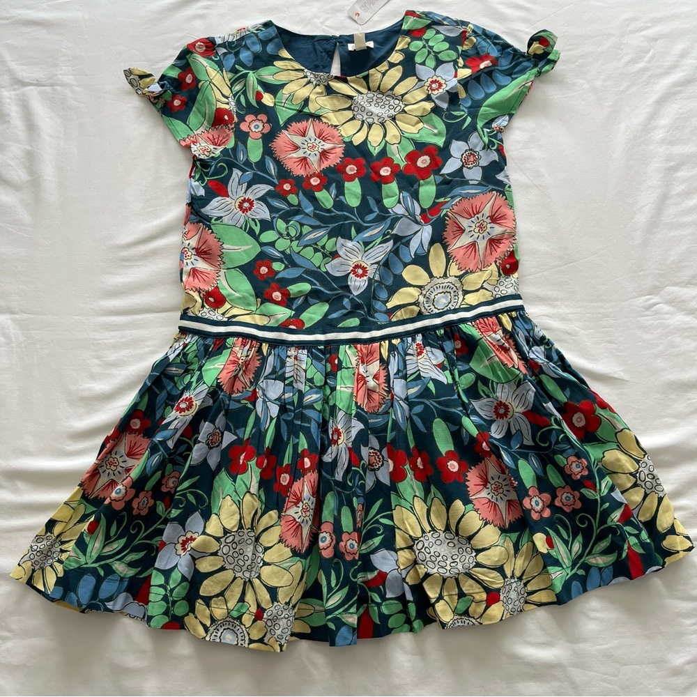 Gymboree floral colorful short sleeve drop waist dress NWT